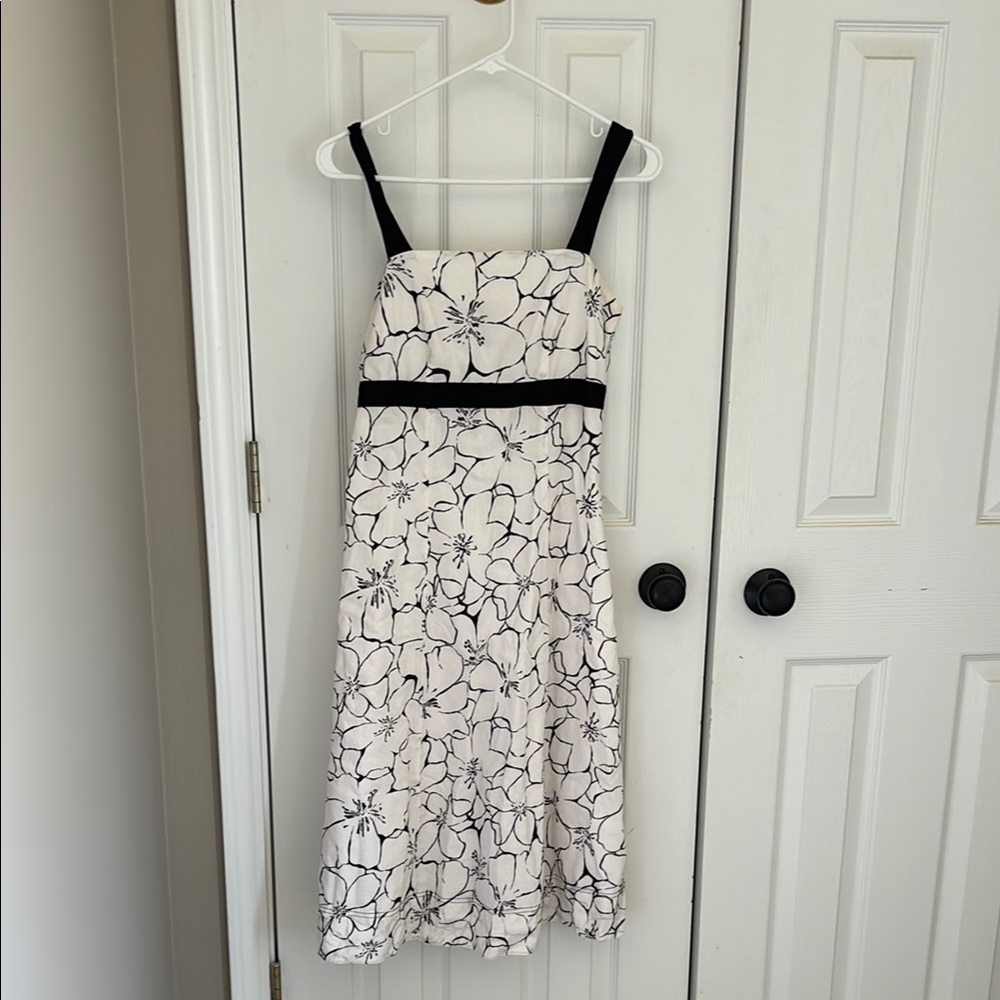 New York & Company Floral Black and White Dress